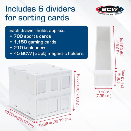 BCW 6 Drawer Card Catalog - White
