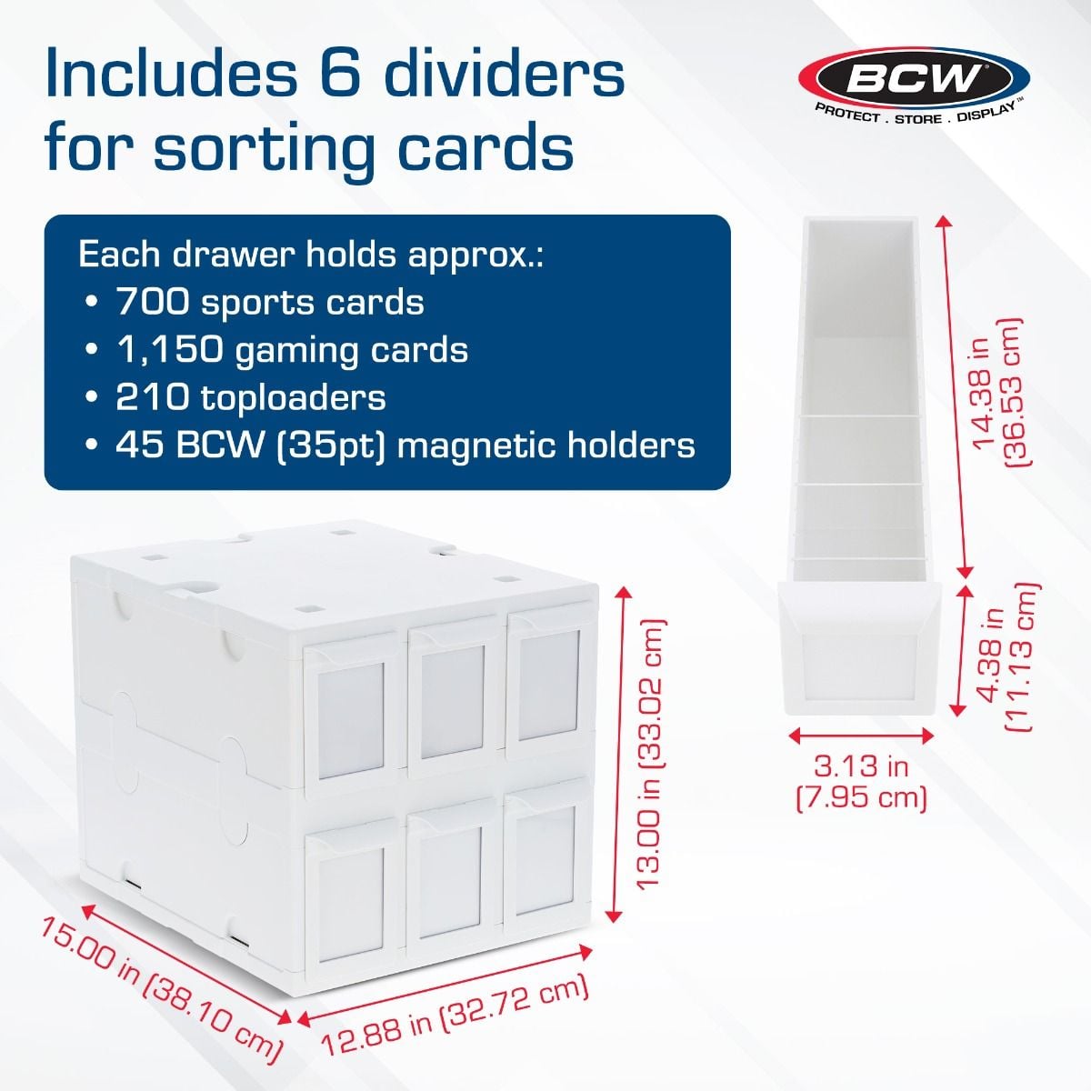 BCW 6 Drawer Card Catalog - White