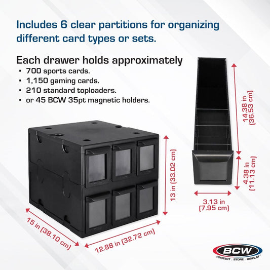 BCW 6 Drawer Card Catalog - Black